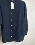 MATE The Label 100% Organic Cotton Gauze Button Down Shirt in Black