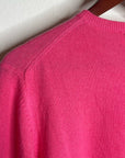 Neiman Marcus 100% Cashmere Hot Pink Button Down Crew Neck Cardigan Sweater
