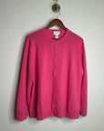 Neiman Marcus 100% Cashmere Hot Pink Button Down Crew Neck Cardigan Sweater