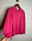 Neiman Marcus 100% Cashmere Hot Pink Button Down Crew Neck Cardigan Sweater