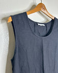 Bryn Walker 100% Linen Scoop Neck Black Tank Loose Fit Shift Dress
