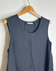 Bryn Walker 100% Linen Scoop Neck Black Tank Loose Fit Shift Dress