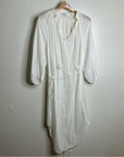 VINCE 100% Cotton Gauze White Long Sleeve Midi Dress Coverup