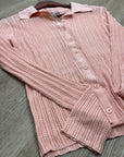 J. Crew 100% Cotton Knit Collared Button Down Sweater Top Peach