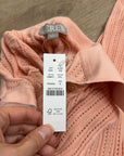 J. Crew 100% Cotton Knit Collared Button Down Sweater Top Peach