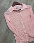 J. Crew 100% Cotton Knit Collared Button Down Sweater Top Peach