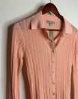 J. Crew 100% Cotton Knit Collared Button Down Sweater Top Peach