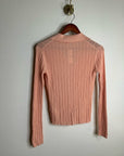 J. Crew 100% Cotton Knit Collared Button Down Sweater Top Peach