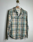 Outerknown 100% Organic Cotton Teal Neutral Check Blanket Shirt Button Down