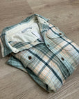 Outerknown 100% Organic Cotton Teal Neutral Check Blanket Shirt Button Down