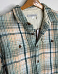Outerknown 100% Organic Cotton Teal Neutral Check Blanket Shirt Button Down