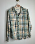 Outerknown 100% Organic Cotton Teal Neutral Check Blanket Shirt Button Down