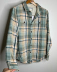 Outerknown 100% Organic Cotton Teal Neutral Check Blanket Shirt Button Down
