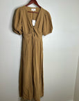 Xirena 100% Cotton Lawsyn Twist Front Short Sleeve Midi Dress in Chester