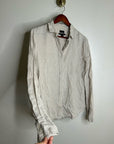 J. Crew x Baird McNutt 100% Linen Tan Oatmeal Slim Fit Long Sleeve Button Down