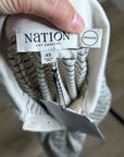 Nation LA 100% Organic Cotton Collared Espresso Pinstripe Long Sleeve Blouse