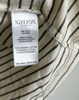 Nation LA 100% Organic Cotton Collared Espresso Pinstripe Long Sleeve Blouse