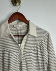 Nation LA 100% Organic Cotton Collared Espresso Pinstripe Long Sleeve Blouse