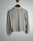 Nation LA 100% Organic Cotton Collared Espresso Pinstripe Long Sleeve Blouse