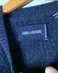 Zadig & Voltaire 100% Cashmere Lili Destroy Cable Knit Pullover Sweater