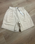 Anthropologie Self Contrast Linen Cotton Neutral Tan High Waist Short