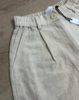 Anthropologie Self Contrast Linen Cotton Neutral Tan High Waist Short