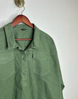 J. Crew Cotton Linen Army Green Collared Heavyweight Safari Top With Pockets