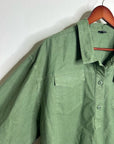 J. Crew Cotton Linen Army Green Collared Heavyweight Safari Top With Pockets