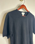 Neiman Marcus 100% Cashmere Black Knit Slouchy Short Sleeve Sweater Top