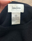 Neiman Marcus 100% Cashmere Black Knit Slouchy Short Sleeve Sweater Top