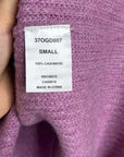OGD 100% Cashmere Thick Knit Textured V - Neck Lavender Purple Sweater