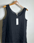 Eileen Fisher Black 100% Handkerchief Linen Tank Midi Dress