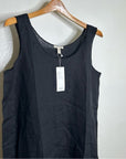 Eileen Fisher Black 100% Handkerchief Linen Tank Midi Dress