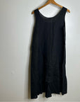 Eileen Fisher Black 100% Handkerchief Linen Tank Midi Dress