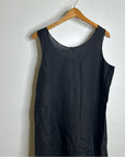Eileen Fisher Black 100% Handkerchief Linen Tank Midi Dress