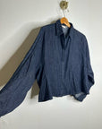 AG 100% Cotton Dark Wash Boxy Oversized Cropped Long Sleeve Denim Top