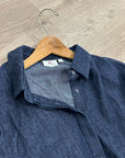 AG 100% Cotton Dark Wash Boxy Oversized Cropped Long Sleeve Denim Top