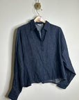 AG 100% Cotton Dark Wash Boxy Oversized Cropped Long Sleeve Denim Top