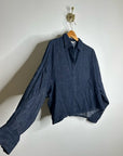 AG 100% Cotton Dark Wash Boxy Oversized Cropped Long Sleeve Denim Top