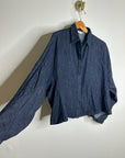 AG 100% Cotton Dark Wash Boxy Oversized Cropped Long Sleeve Denim Top