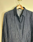 AG 100% Cotton Dark Wash Boxy Oversized Cropped Long Sleeve Denim Top
