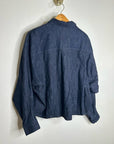 AG 100% Cotton Dark Wash Boxy Oversized Cropped Long Sleeve Denim Top