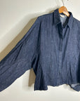 AG 100% Cotton Dark Wash Boxy Oversized Cropped Long Sleeve Denim Top