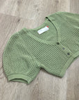 Good Alma 100% Cotton Knit Short Sleeve Button Down Cardigan Sweater Top