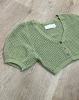 Good Alma 100% Cotton Knit Short Sleeve Button Down Cardigan Sweater Top