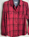Outerknown 100% Organic Cotton Red Brown Check Blanket Shirt Button Down