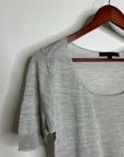 AG 100% Silk Knit Lightweight Scoop Neck Short Sleeve Gray Blouse Top