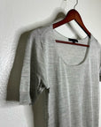 AG 100% Silk Knit Lightweight Scoop Neck Short Sleeve Gray Blouse Top