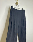 Eileen Fisher 100% Silk Black Straight Leg Pleated Trouser Pant