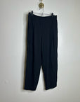 Eileen Fisher 100% Silk Black Straight Leg Pleated Trouser Pant